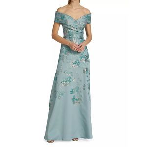 Teri Jon Dresses Teri Jon By Rickie Freeman Metallic Jacquard